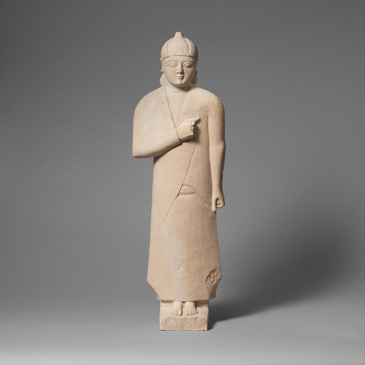 Limestone statuette of a male votary (worshipper), Archaic II Cypriot