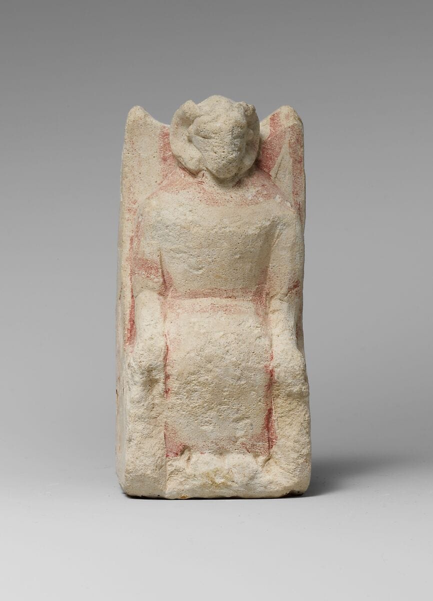 Limestone statuette of Zeus Ammon, Archaic II Cypriot