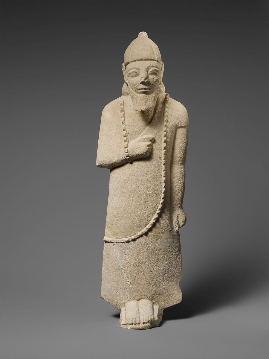 Limestone statuette of a male votary, Archaic II Cypriot