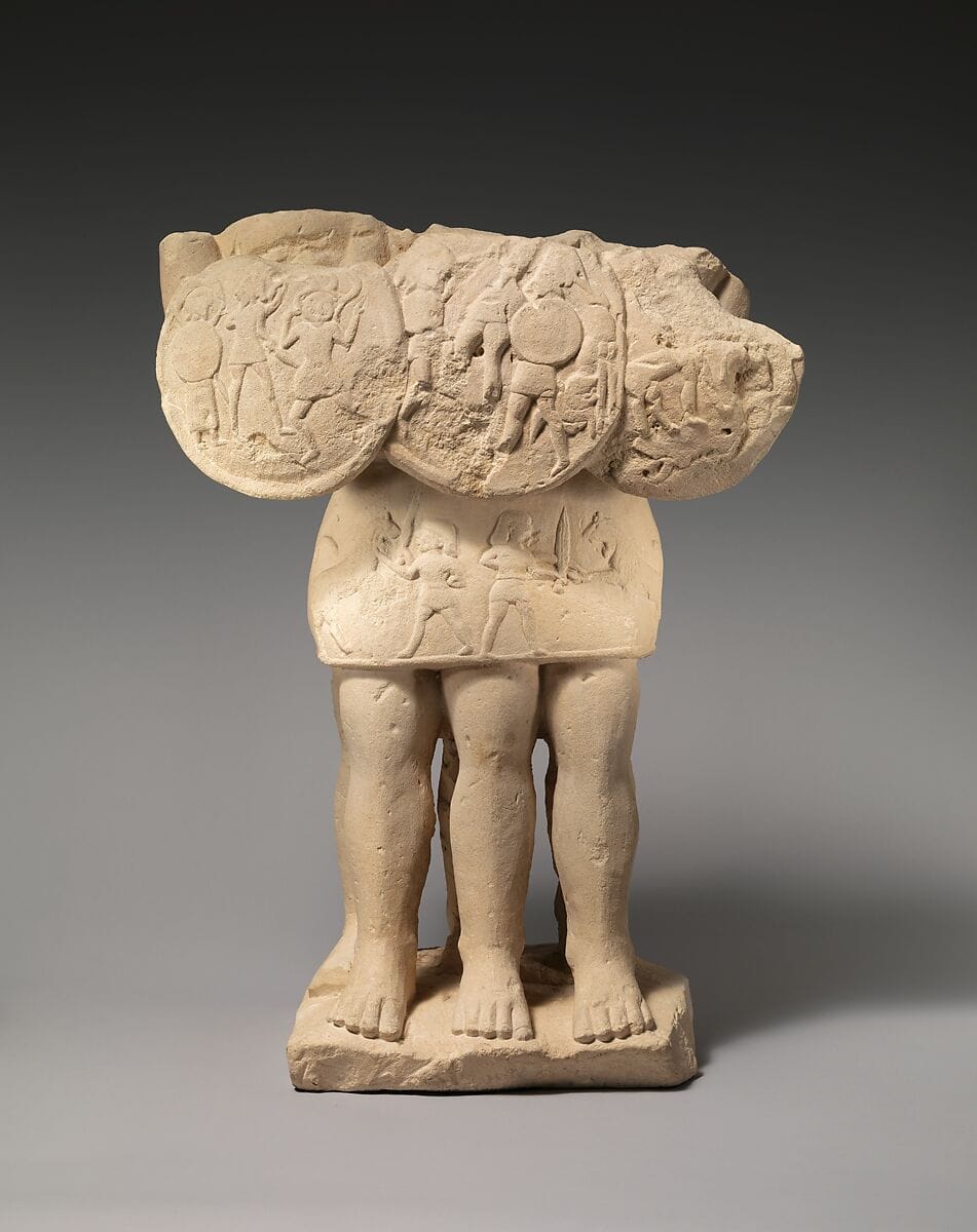 Limestone Geryon, Archaic II Cypriot statue