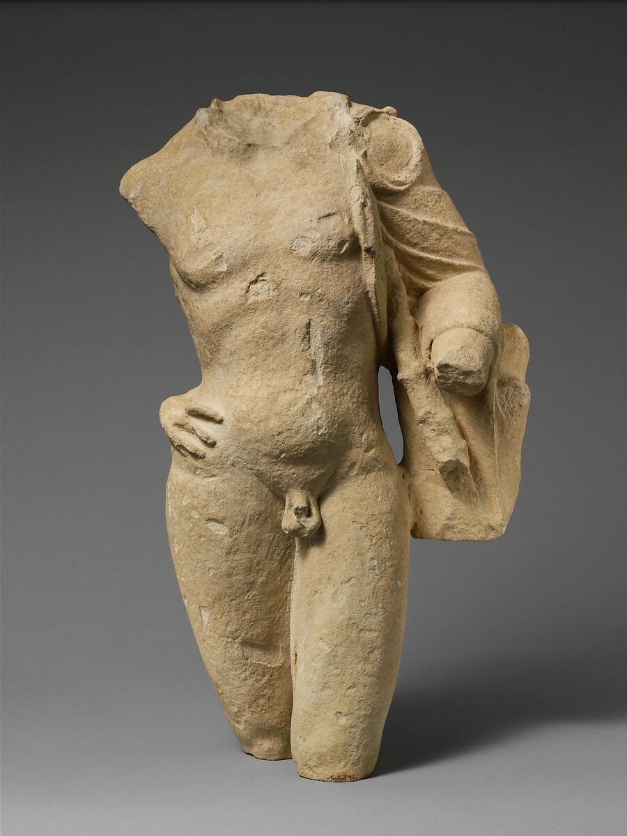 Fragment of a limestone statuette of Pan, Hellenistic Cypriot