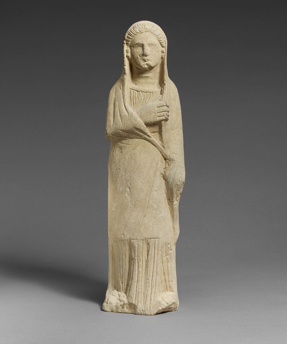 Limestone statuette of a female votary, Bronze Age Cypriot