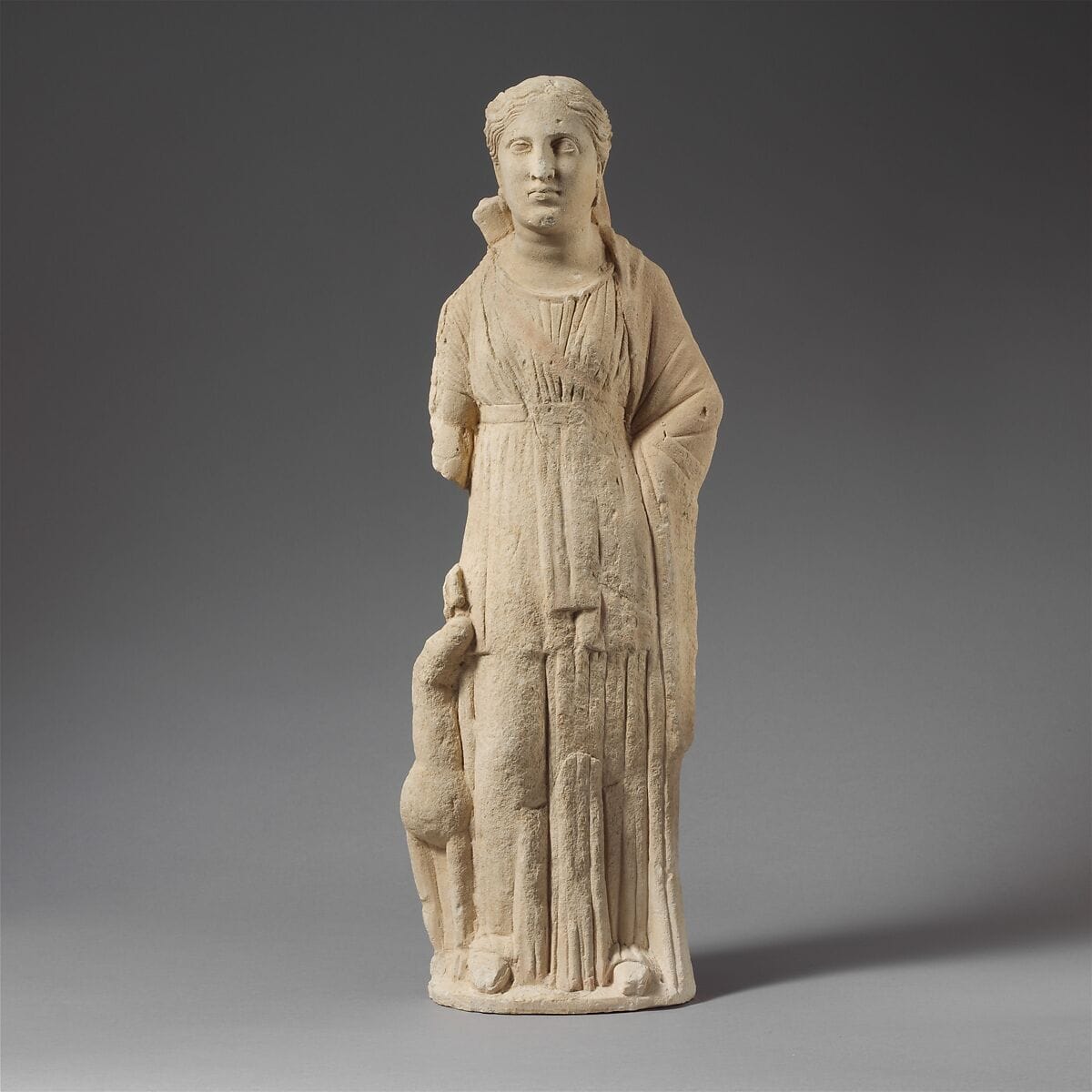 Limestone statuette of Artemis with a fawn, Hellenistic Cypriot