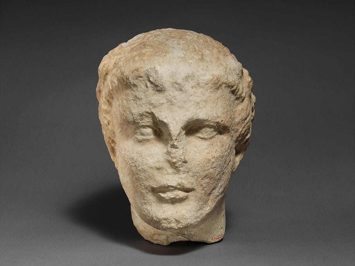 Limestone head of a bearded male votary, Hellenistic Cypriot statue
