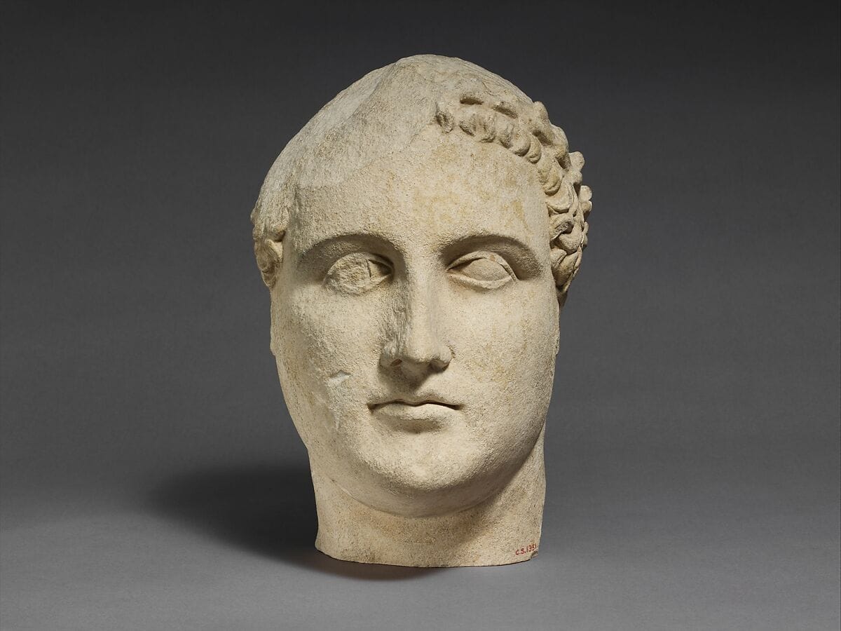 Limestone head of a beardless male votary, Hellenistic Cypriot statue
