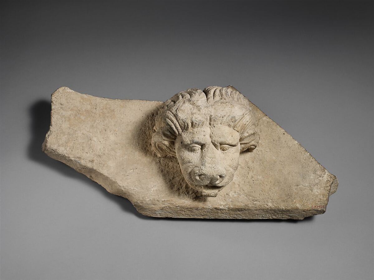 Limestone cornice with a lion’s head, Classical Cypriot