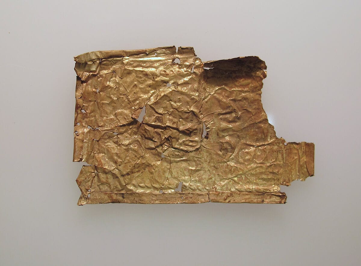 Plaque, thin gold leaf, Bronze Age Cypriot
