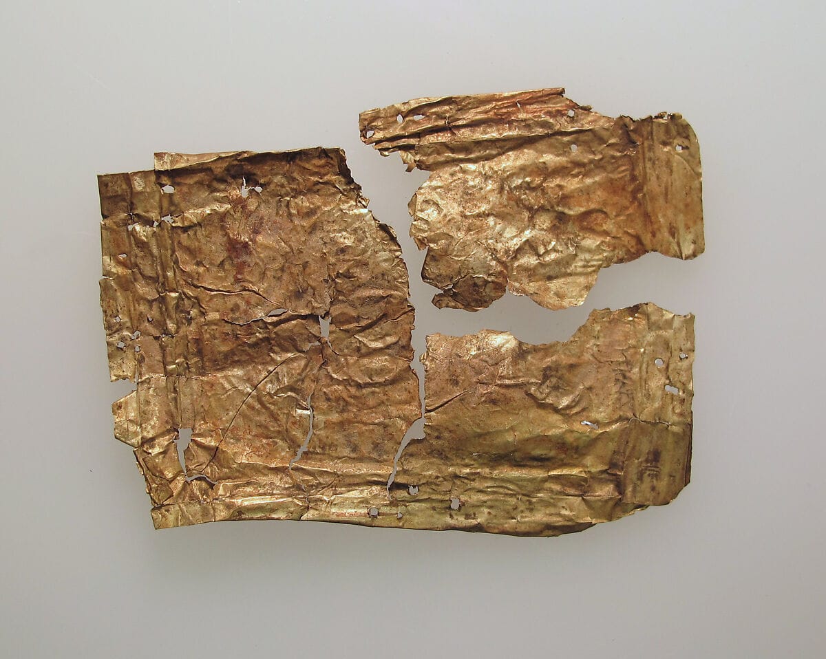 Plaque, thin gold leaf, Bronze Age Cypriot