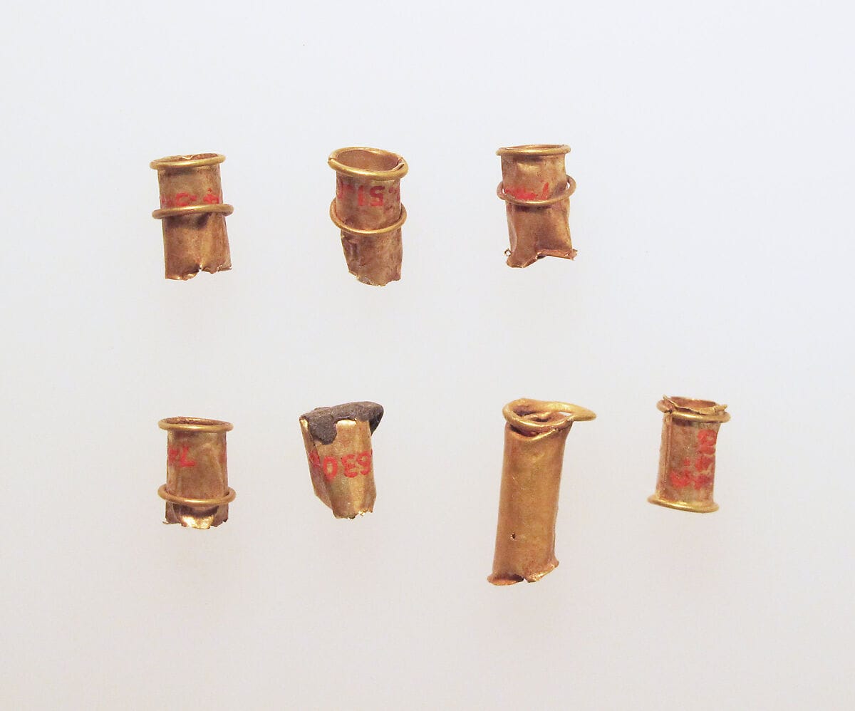 Bead, tubular, Bronze Age Cypriot jewelry