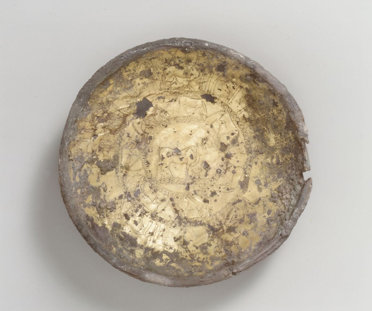 Silver-gilt bowl, Archaic I Cypriot