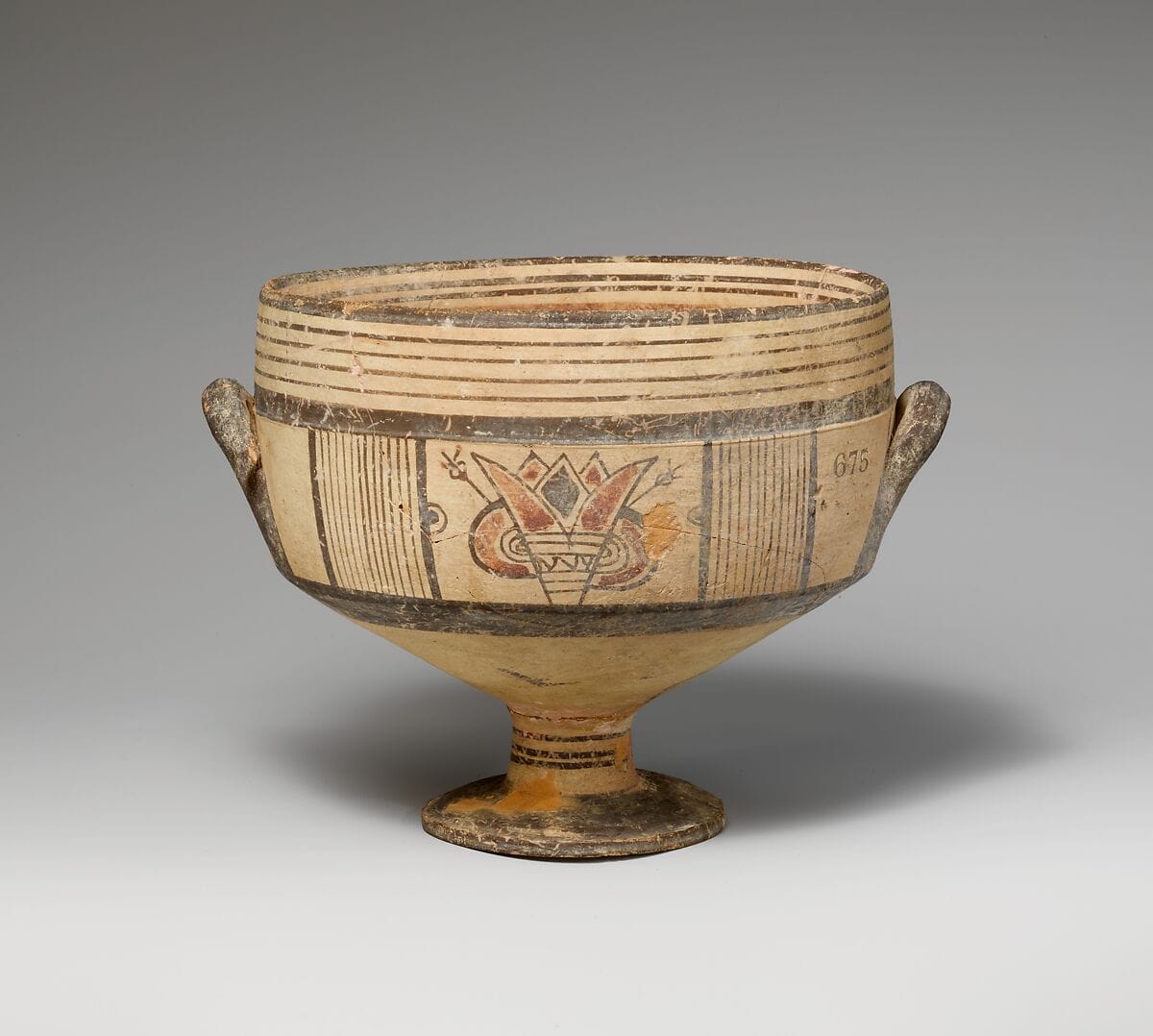 Terracotta footed bowl, Archaic I Cypriot