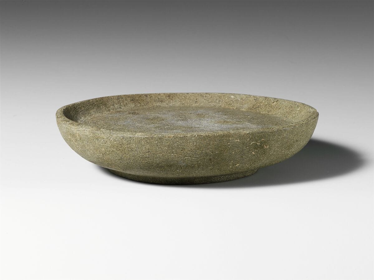 Andesite mortar or plate, Late Bronze Age II Cypriot dish