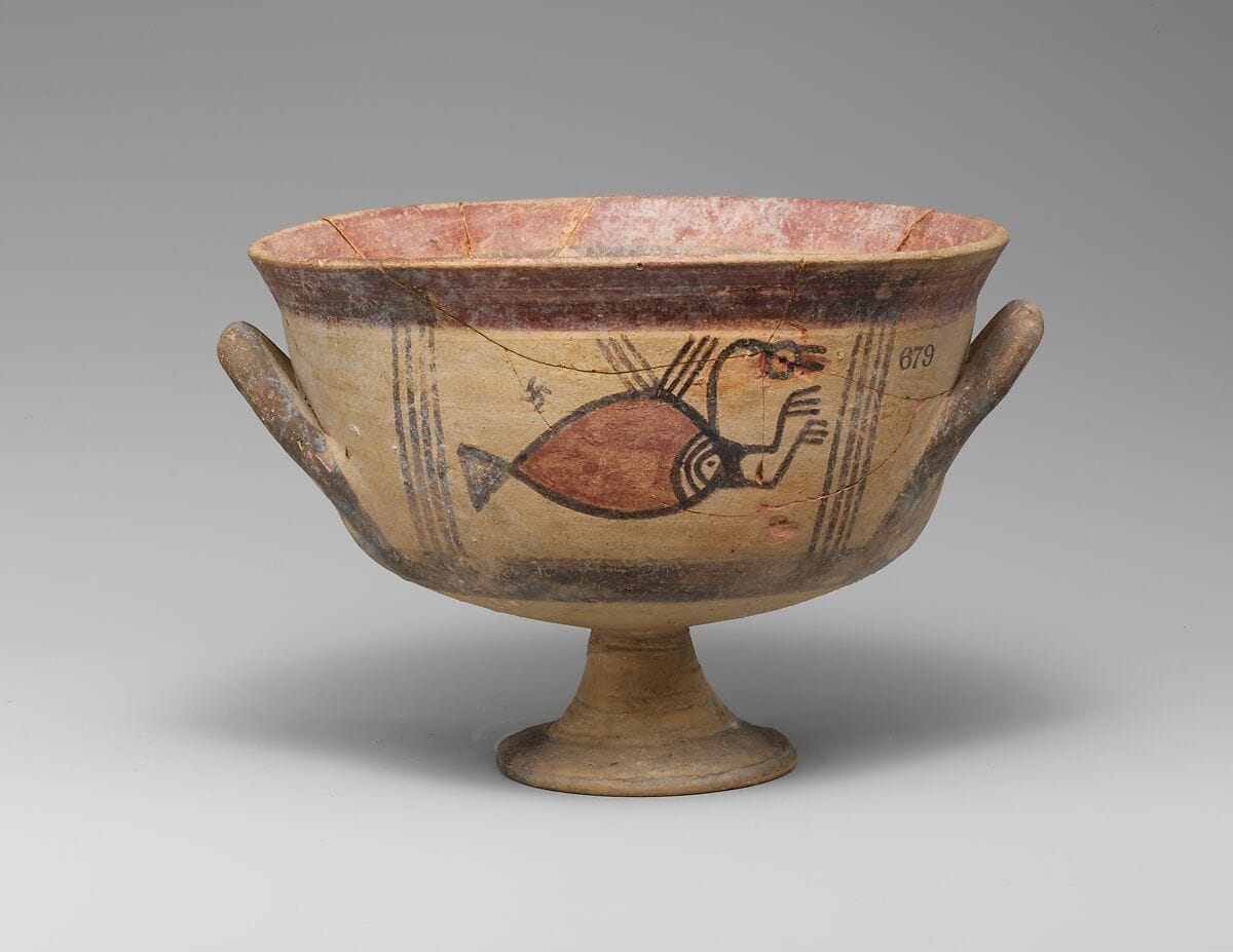 Terracotta kylix (cup), Geometric III Cypriot bowl