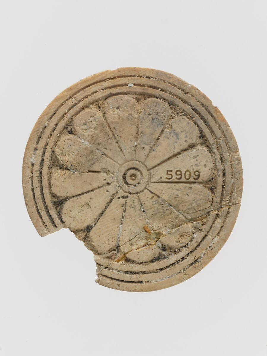 Ivory disk with rosette, Late Bronze Age II Cypriot