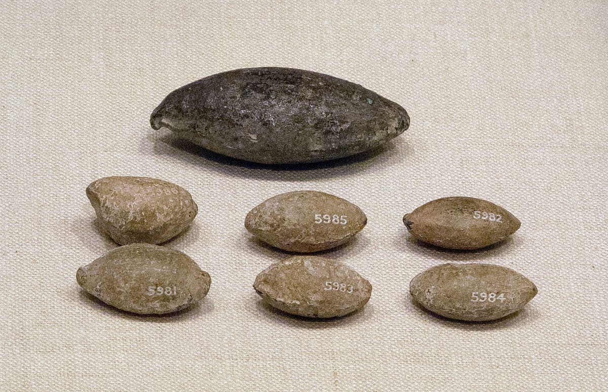 Lead sling bullet, Bronze Age Cypriot weapons & armour