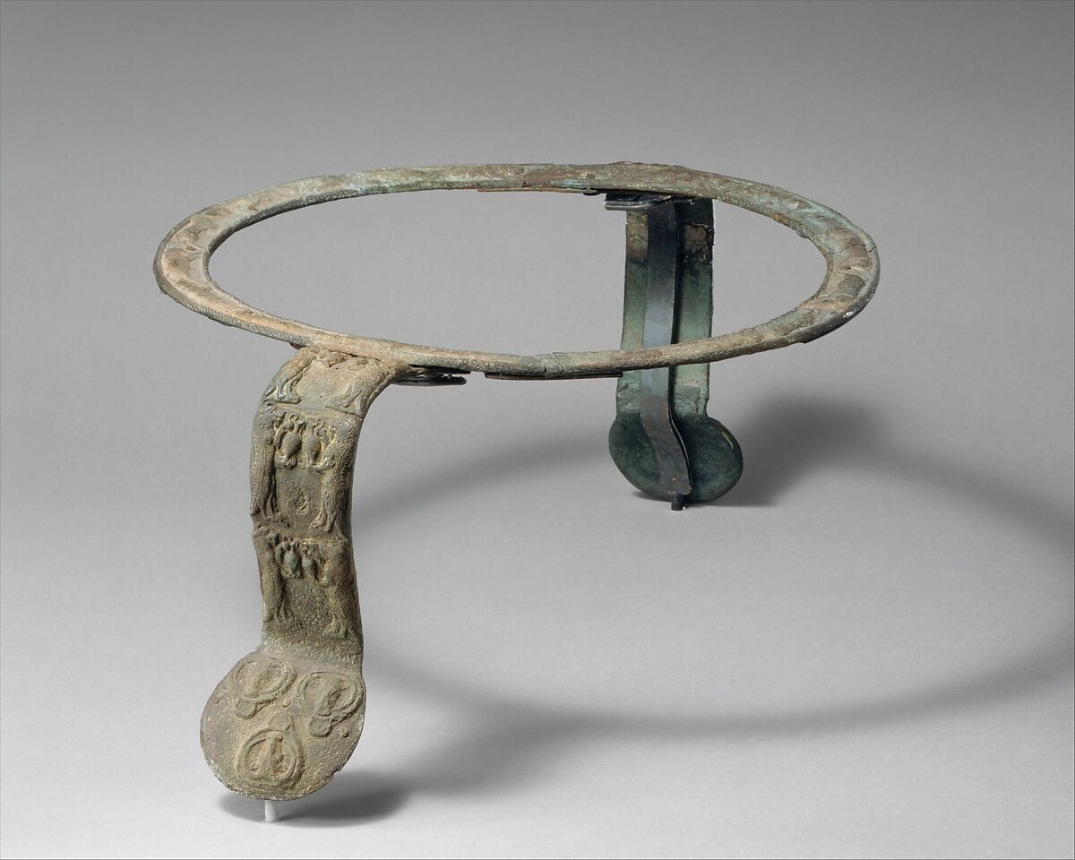 Bronze handles and rim of a cauldron, Late Bronze Age III Cypriot complex vessel