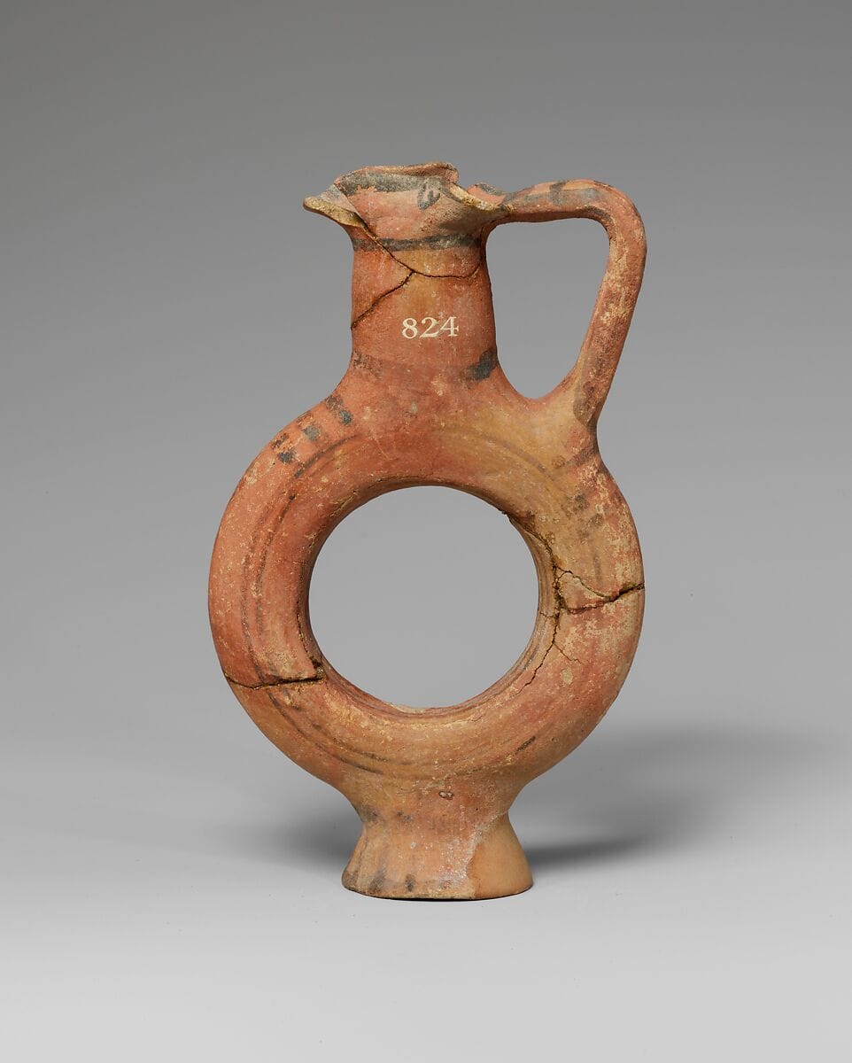 Terracotta flask with ring-shaped body, Geometric III Cypriot