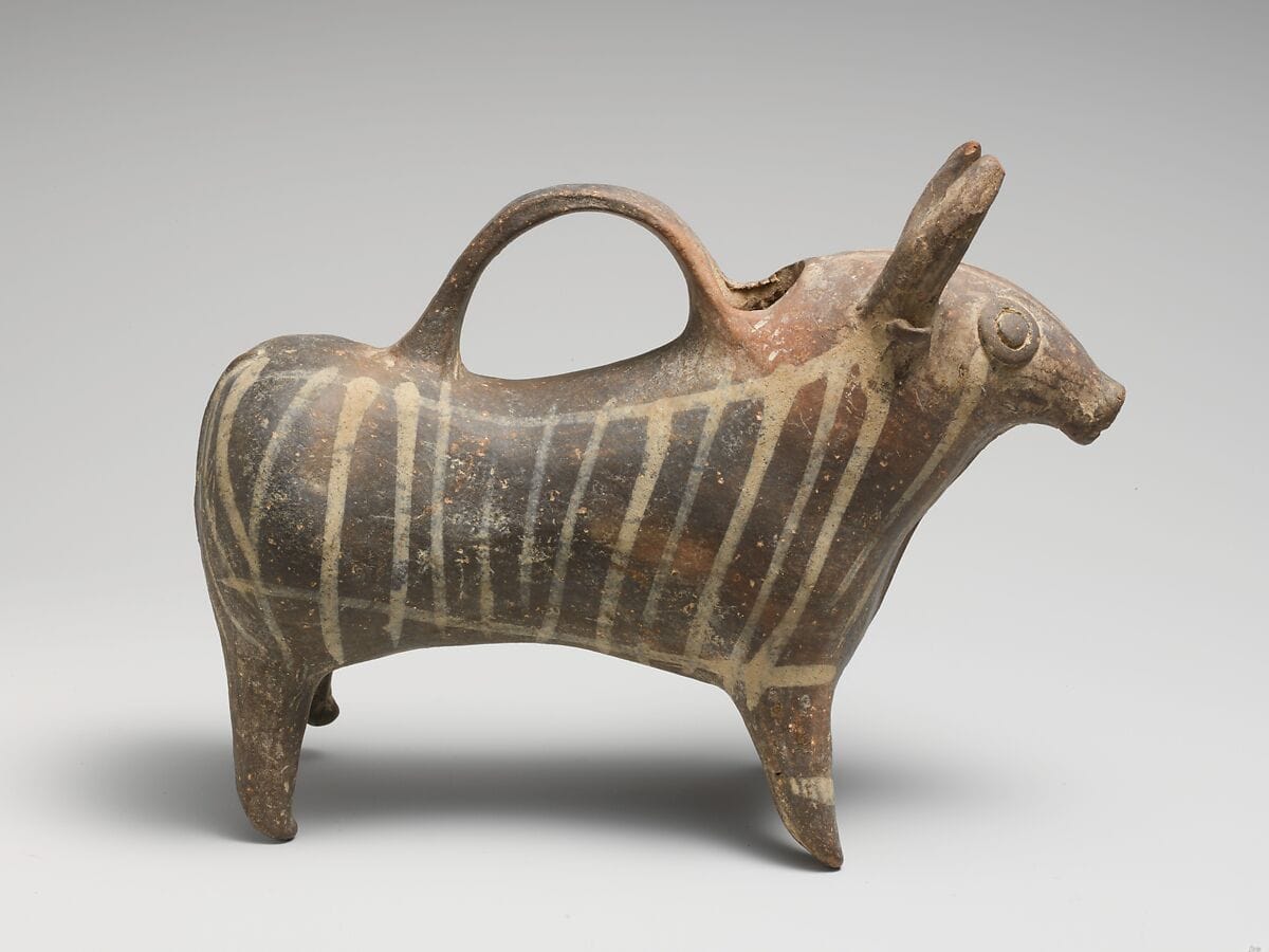 Terracotta vase in the form of a bull, Late Bronze Age II Cypriot statue