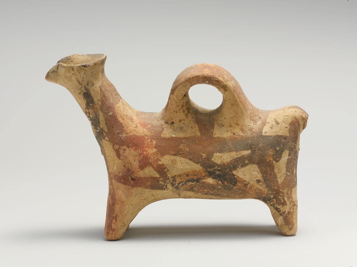 Terracotta zoomorphic askos (vessel), Middle Bronze Age II Cypriot flask