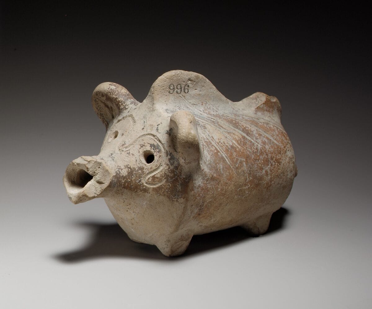 Terracotta rattle in the form of a pig, Hellenistic Cypriot statue