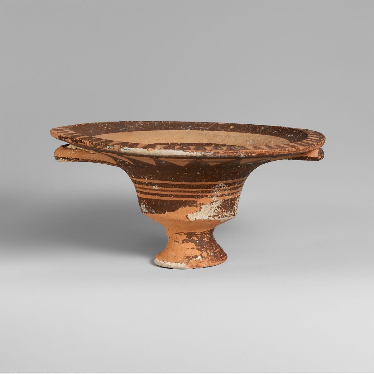 Terracotta stemmed dish with two handles, Geometric I Cypriot