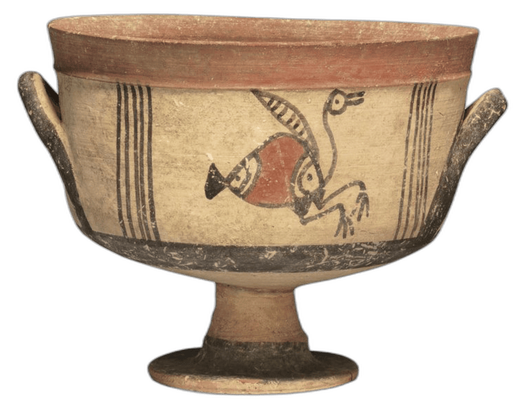 Bichrome Kylix with Bird Free Field Art, Geometric III Cypriot bowl