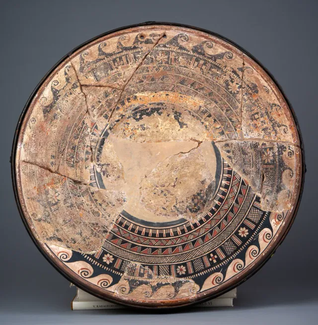 Large Bichrome Plate from Salamis with a Wave Band and Rosette Metopes