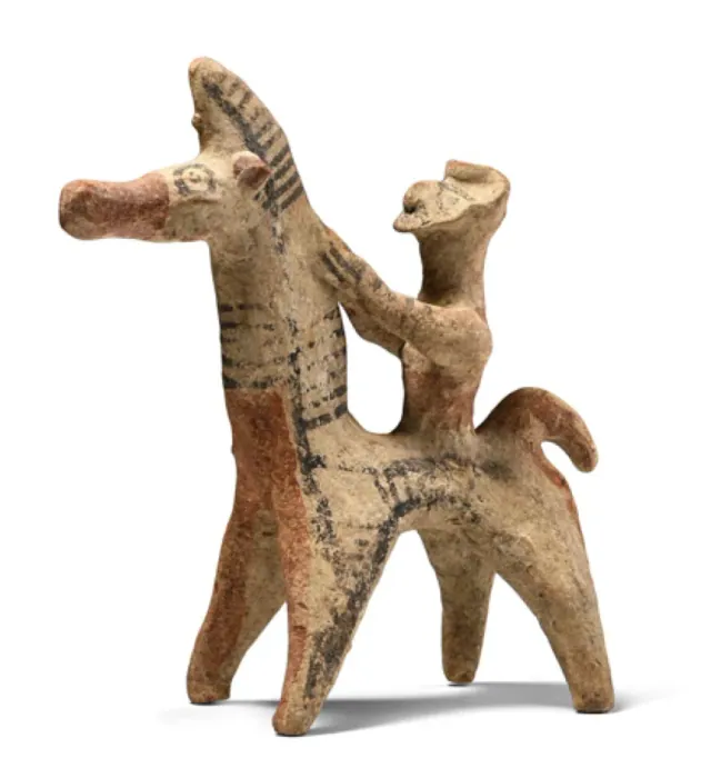 Handmade Horse and Rider, the Rider in a Flaring Cap
