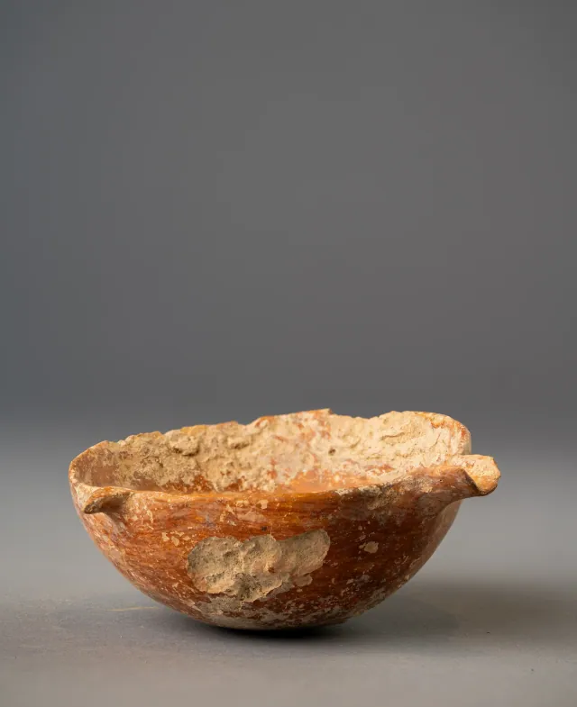 Red Polished Bowl with Two Opposed Tab Lugs
