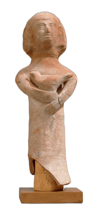 Woman with bird, Archaic I Cypriot statue